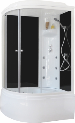 Душевая кабина Royal Bath RB 8120BK3-BT R прямоугольная-асимметричная, поддон глубокий