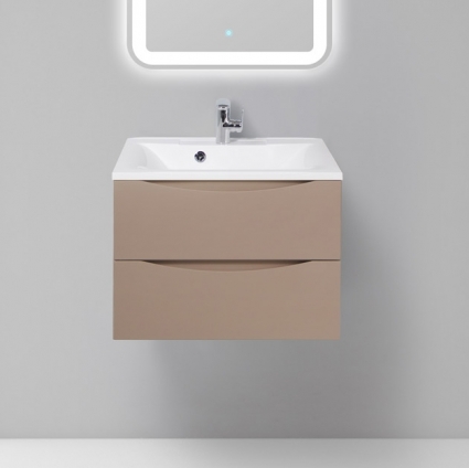 Тумба с раковиной BelBagno Marino 65 capucino lucido, подвесная, с ящиками