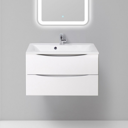 Тумба с раковиной BelBagno Marino 80 bianco lucido, подвесная, с ящиками