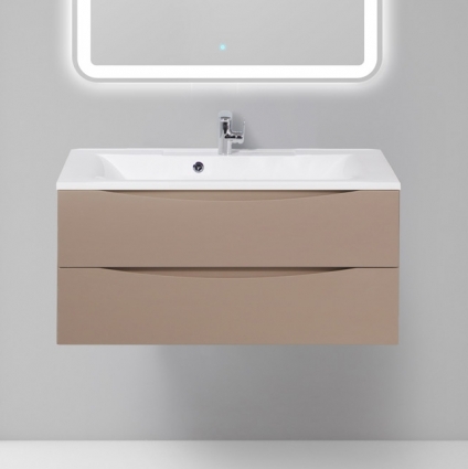 Тумба с раковиной BelBagno Marino 100 capucino lucido, подвесная, с ящиками