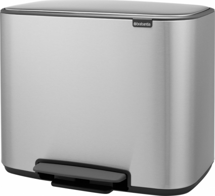 Мусорное ведро Brabantia Bo Pedal Bin 121241 23 + 11 л цвет сталь, напольное