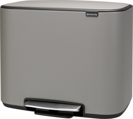 Мусорное ведро Brabantia Bo Pedal Bin 121562 23 + 11 л цвет серый, напольное