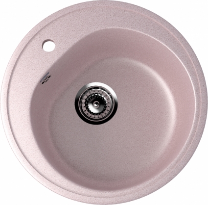 Мойка кухонная Ulgran U-101-315 розовый матовая, круглая, 50x50 см