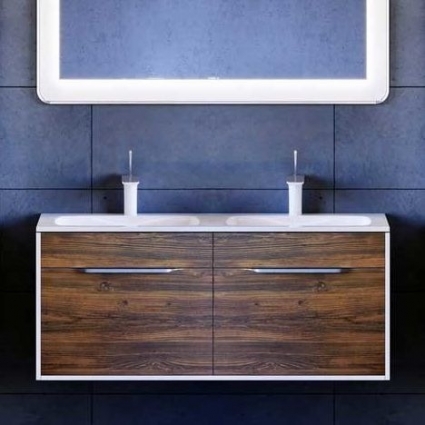 Тумба с раковиной Aqwella 5 stars Malaga 120 крафт темный, подвесная, с двумя раковинами