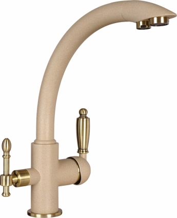Смеситель Floracio Gracia для кухонной мойки, бежевый, однорычажный, высота излива 28.5 см