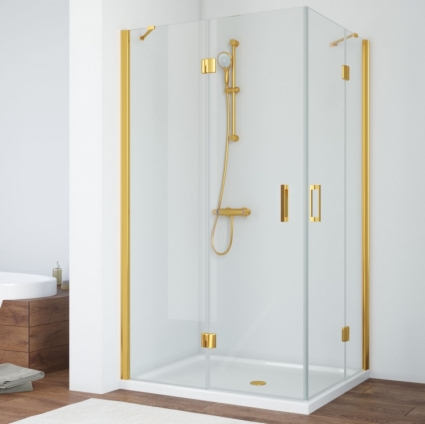 Душевой уголок Vegas Glass AFA-F 90*80 09 01 L профиль золото, стекло прозрачное, прямоугольный, двери распашные