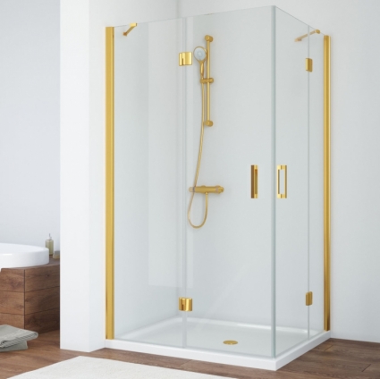 Душевой уголок Vegas Glass AFA-F 110*100 09 01 L профиль золото, стекло прозрачное, прямоугольный, двери распашные