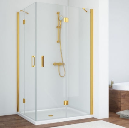 Душевой уголок Vegas Glass AFA-F 110*100 09 01 R профиль золото, стекло прозрачное, прямоугольный, двери распашные