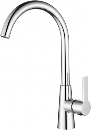 Смеситель Paulmark Holstein Ho212065 для кухонной мойки, хром, однорычажный, высота излива 26.7 см