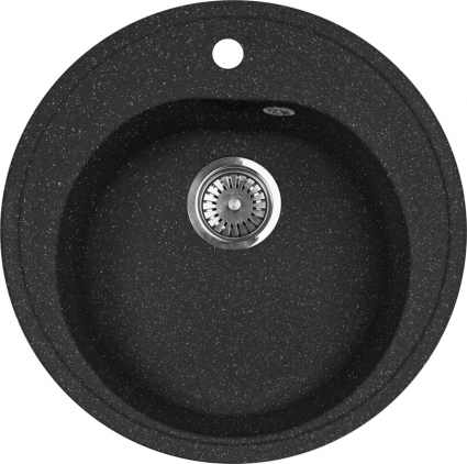 Мойка кухонная AquaGranitEx M-08 черная матовая, круглая, 50.5x50.5 см