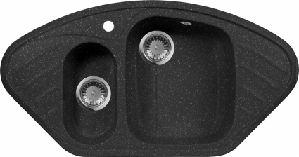Мойка кухонная AquaGranitEx M-14 черная матовая, многоугольная, с крылом, 95x50 см