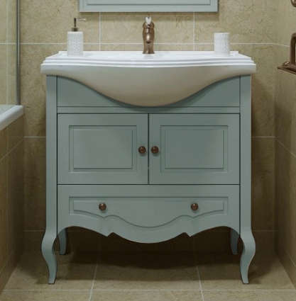 Тумба с раковиной Caprigo Verona 80 blue white, с 2 дверцами и 1 ящиком, напольная, с доводчиками