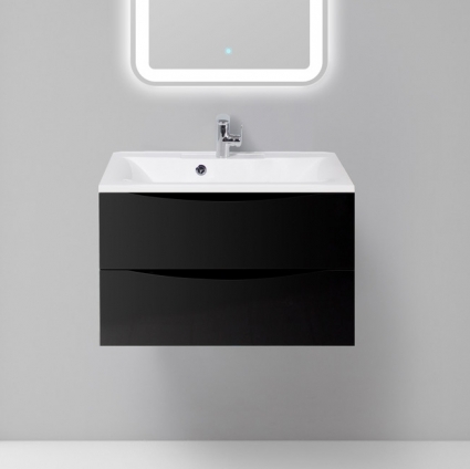 Тумба с раковиной BelBagno Marino 75 nero lucido, подвесная, с ящиками