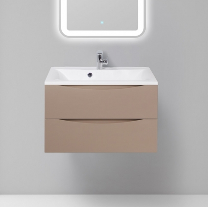 Тумба с раковиной BelBagno Marino 75 capucino lucido, подвесная, с ящиками