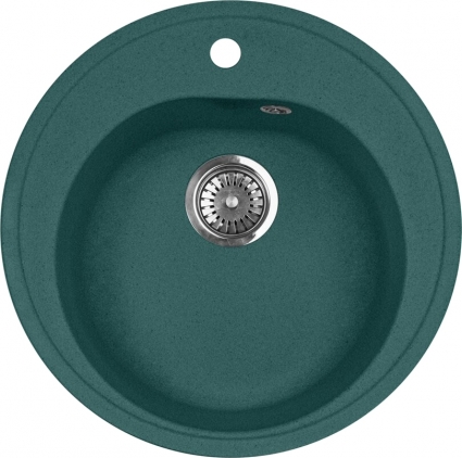 Мойка кухонная AquaGranitEx M-08 зеленая матовая, круглая, 50.5x50.5 см
