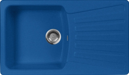 Мойка кухонная AquaGranitEx M-12 синяя матовая, прямоугольная, с крылом, 84x49 см