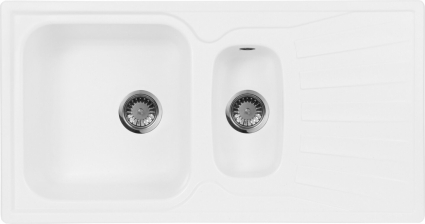 Мойка кухонная AquaGranitEx M-09к белая матовая, прямоугольная, с крылом, 94x49.5 см