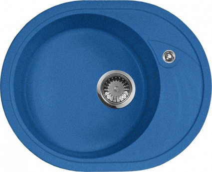 Мойка кухонная AquaGranitEx M-18l синяя матовая, овальная, с крылом, 57x46 см