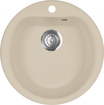 Мойка кухонная AquaGranitEx M-07 бежевая матовая, круглая, 49.5x49.5 см