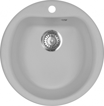 Мойка кухонная AquaGranitEx M-07 серая матовая, круглая, 49.5x49.5 см