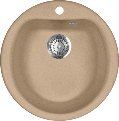 Мойка кухонная AquaGranitEx M-07 песочная матовая, круглая, 49.5x49.5 см