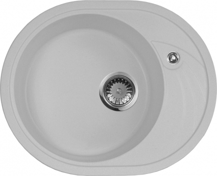 Мойка кухонная AquaGranitEx M-18l серая матовая, овальная, с крылом, 57x46 см