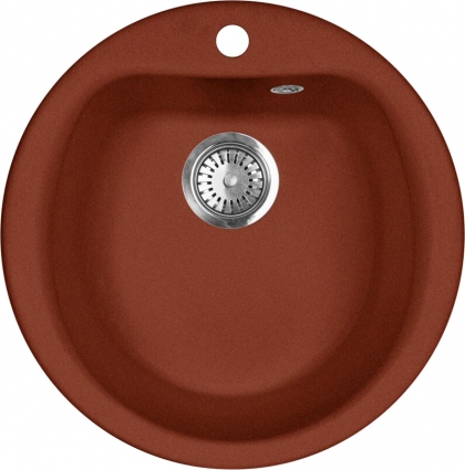 Мойка кухонная AquaGranitEx M-07 красный марс матовая, круглая, 49.5x49.5 см