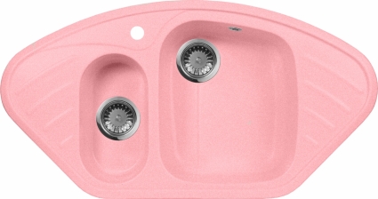 Мойка кухонная AquaGranitEx M-14 розовая матовая, многоугольная, 95x50 см