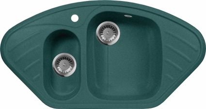 Мойка кухонная AquaGranitEx M-14 зеленая матовая, многоугольная, 95x50 см