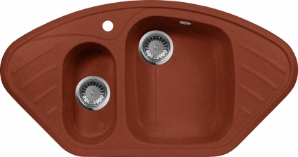Мойка кухонная AquaGranitEx M-14 красный марс матовая, многоугольная, 95x50 см