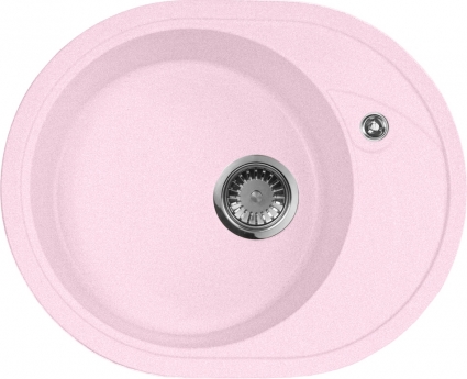 Мойка кухонная AquaGranitEx M-18l светло-розовая матовая, овальная, 57x46 см