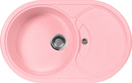 Мойка кухонная AquaGranitEx M-18s розовая матовая, овальная, 78x50 см