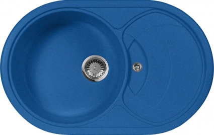 Мойка кухонная AquaGranitEx M-18s синяя матовая, овальная, с крылом, 78x50 см