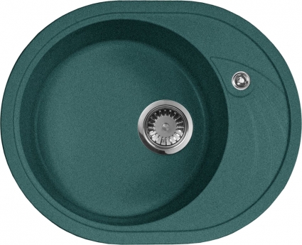 Мойка кухонная AquaGranitEx M-18l зеленая матовая, овальная, 57x46 см