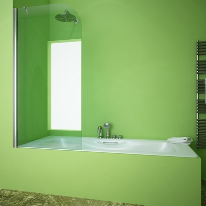 Шторка на ванну GuteWetter Lux Pearl GV-601AS левая 85 см стекло бесцветное, профиль хром в современном стиле