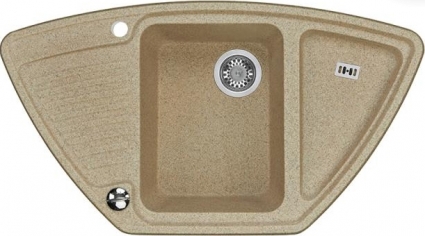 Мойка кухонная Акватон Лория песочная матовая, многоугольная, с крылом, 94x52.2 см