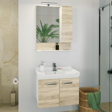 Мебель для ванной Comforty Рига 60 дуб сонома подвесная, с доводчиками