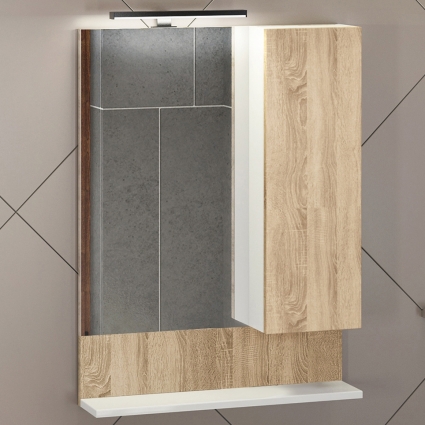 Зеркало-шкаф Comforty Рига 60 дуб сонома правое, с полками