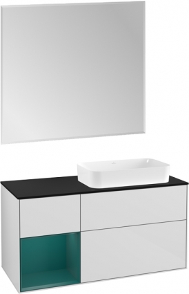 Мебель для ванной Villeroy & Boch Finion 120 glossy white, cedar matt, внутренняя подсветка, настенная подсветка, подвесная, с доводчиками