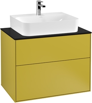 Тумба с раковиной Villeroy & Boch Finion 80 см, sun matt, настенная подсветка, подвесная, с ящиками