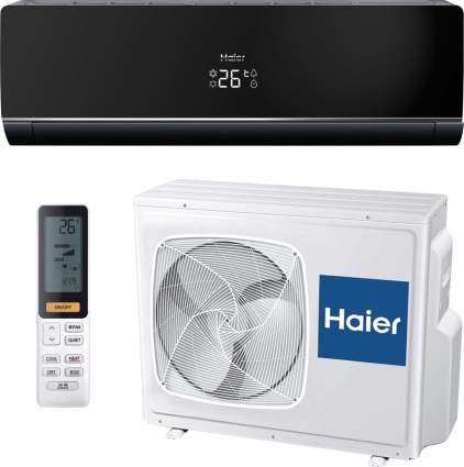 Кондиционер Haier Lightera DC Inverter AS24NS3ERA Black / 1U24GS1ER на площадь 58 кв.м., черный