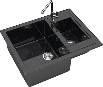 Мойка кухонная Marrbaxx Жаклин Z019Q004 черный глянцевая, прямоугольная, 60.5x49 см