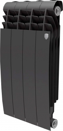 Радиатор биметаллический Royal Thermo BiLiner 500 4 секции, noir sable, на площадь 6.8 кв.м., черный, 32x8.7x57.4 см