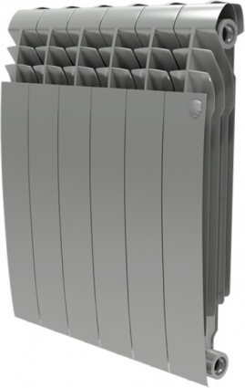 Радиатор биметаллический Royal Thermo BiLiner 500 6 секций, silver satin, на площадь 10 кв.м., хром, 48x8.7x57.4 см