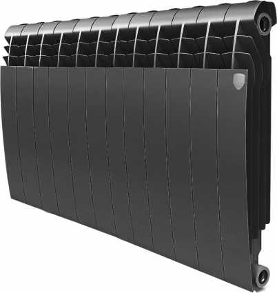 Радиатор биметаллический Royal Thermo BiLiner 500 12 секций, noir sable, на площадь 20 кв.м., черный, 96x8.7x57.4 см