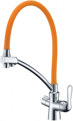 Смеситель Lemark Comfort LM3070C-Orange для кухонной мойки однорычажный, высота излива 21 см