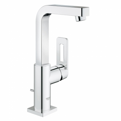 Смеситель для раковины Grohe Quadra с донным клапаном и высоким изливом, однорычажный, хром