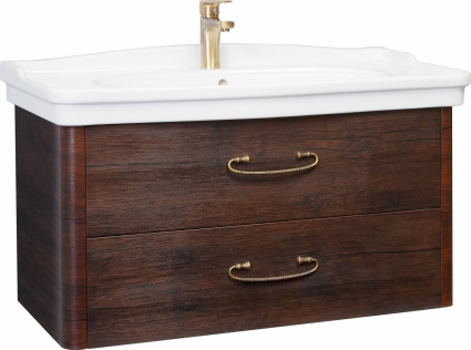 Тумба с раковиной Bellezza Рикарда 105 каштан, подвесная, с ящиками
