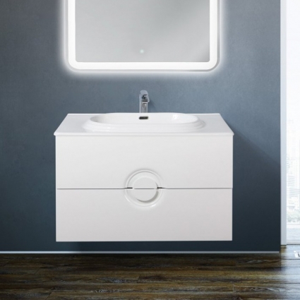 Тумба с раковиной BelBagno Onda 80 bianco lucido, подвесная, с ящиками
