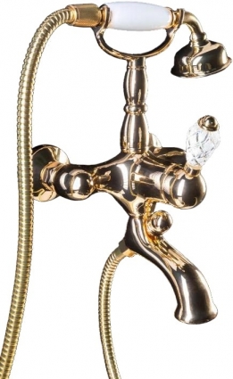Смеситель Boheme Crystal 283-CRST для ванны с душем, однорычажный, золото